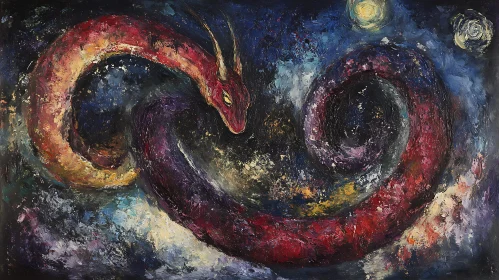 Celestial Serpent in Starry Night
