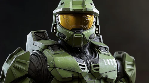 Futuristic Armored Cyborg Close-Up