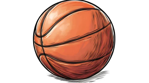 Orange Basketball with Black Lines