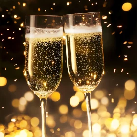 Golden Bubbles Celebration Champagne Flutes