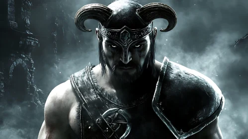 Fierce Warrior in Dark Armor