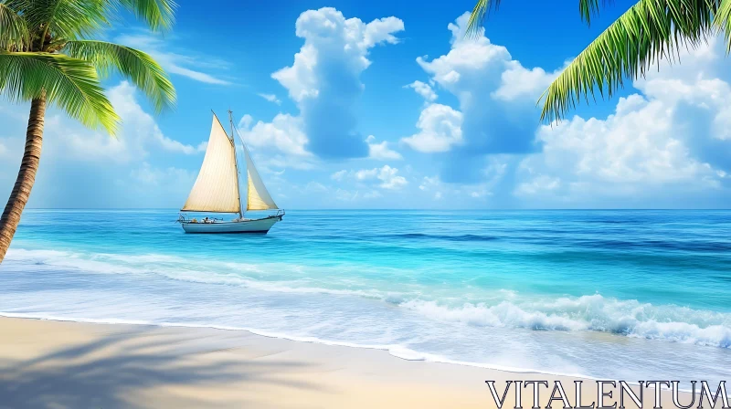 Peaceful Ocean View with Sailing Boat