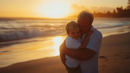 Golden Hour Affection: Father and Child Reunion