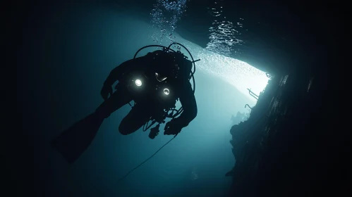 Diver in Ocean's Depths