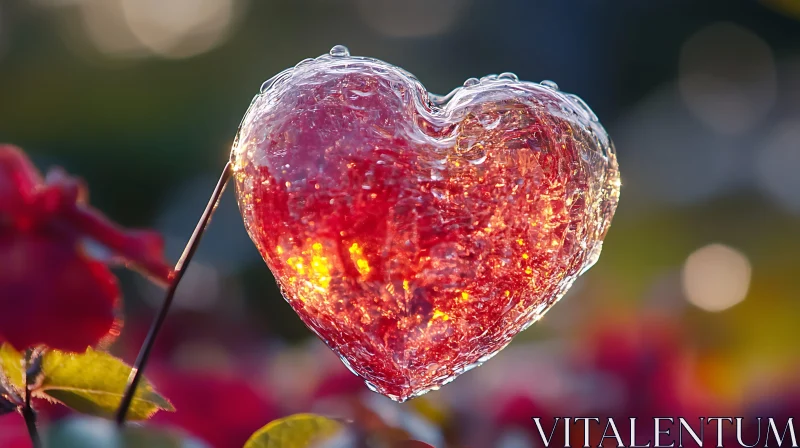 Red Heart with Water Droplets