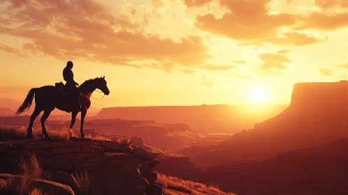 Rider at Sunset: A Silhouette Landscape