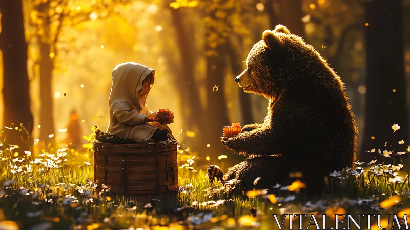 A Golden Moment: Child and Bear