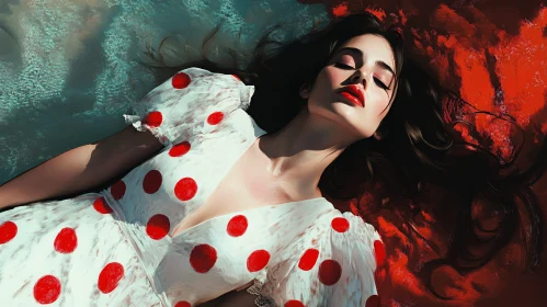 Red and Blue Serenity: Portrait Art