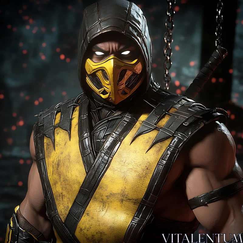 Mysterious Warrior in Yellow Mask