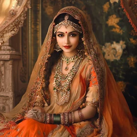 Portrait of Woman with Jewelry and Veil