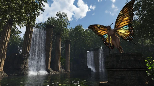 Winged Fairy in Forest Glade
