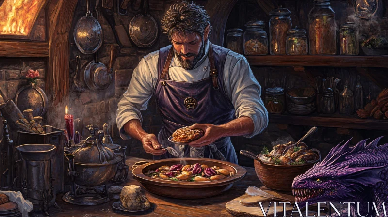 Medieval Chef with Dragon Companion