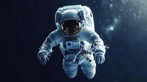 Floating Astronaut in Starry Expanse