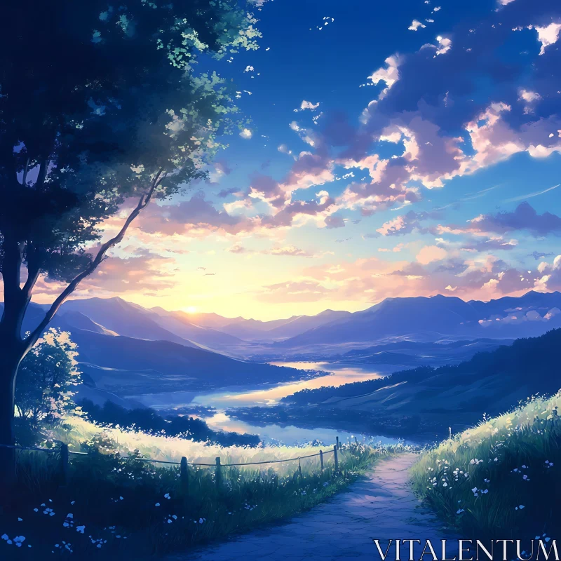 Peaceful Valley at Sunset