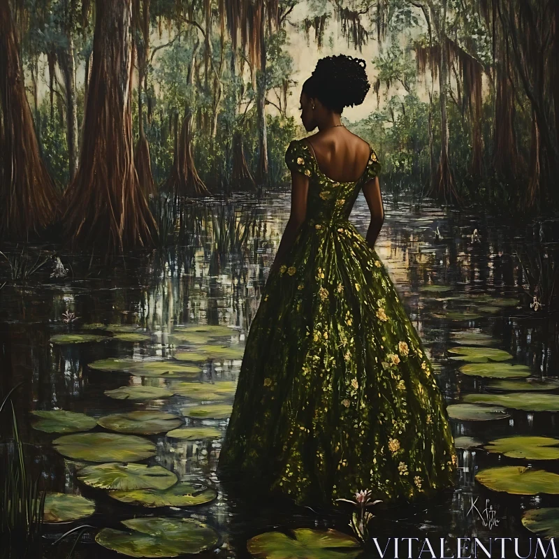 Swamp Serenity: Lady in Green