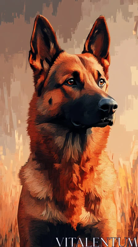 Canine Art: German Shepherd Portrait
