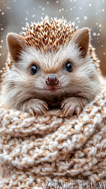 Charming Hedgehog Cuddled in Yarn