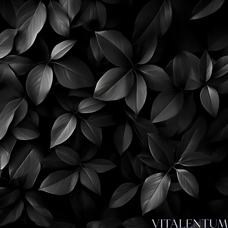 Dark Leaf Pattern - Monochrome Nature