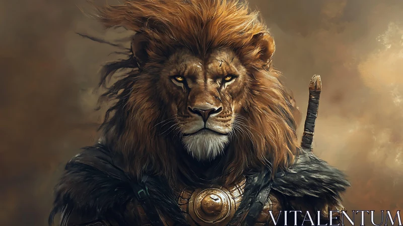 AI ART Armored Lion Warrior Portrait