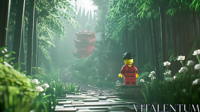 Red Lego Temple in the Woods