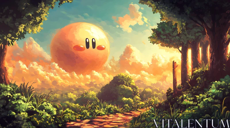 Pink Character in Forest