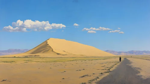 Tranquil Desert Scene with Large Dune