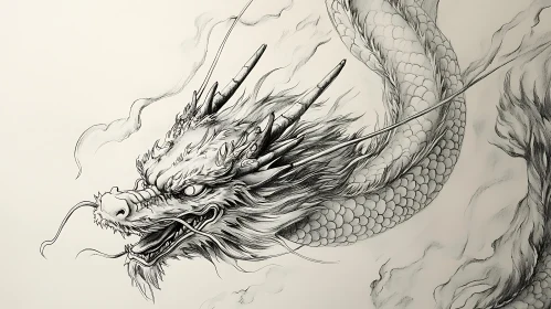 Monochrome Dragon Head Sketch
