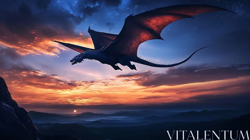 AI ART Dragon in the Twilight Sky