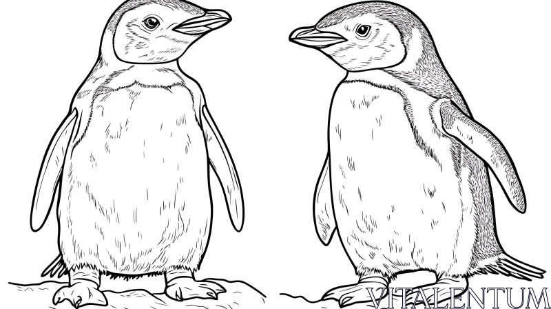 Monochrome Penguin Illustration