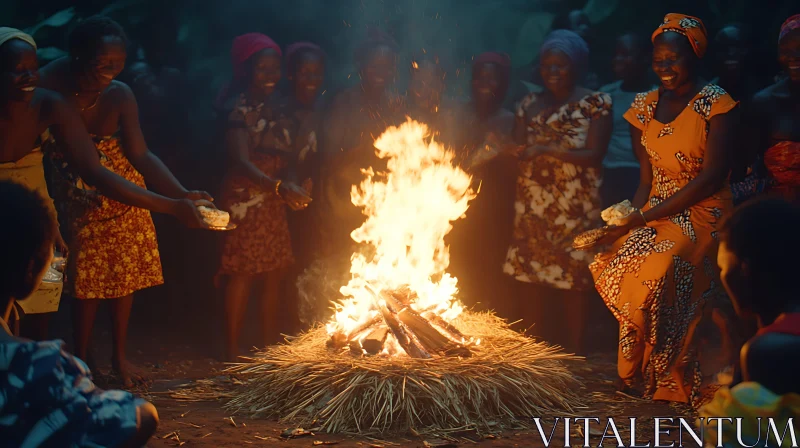Women around Bonfire