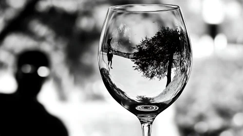 Wine Glass Landscape Reflection