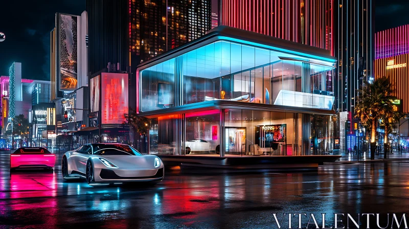 Modern Neon-Lit Urban Nightlife