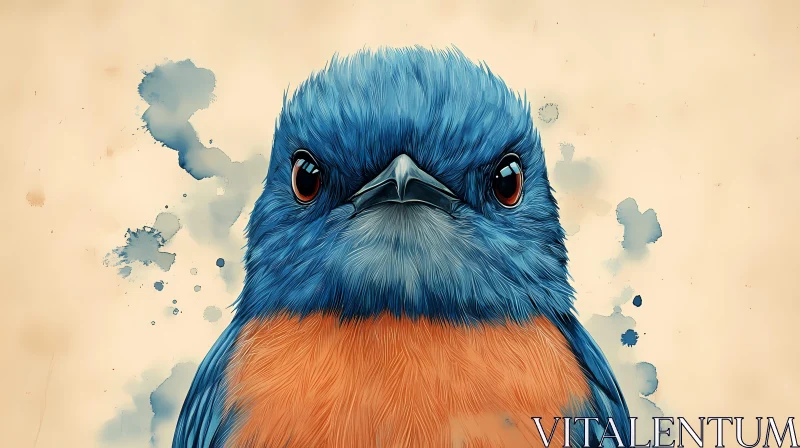 Blue and Orange Bird Art