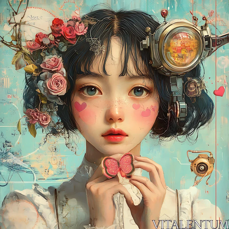 Floral Steampunk Portrait of a Girl