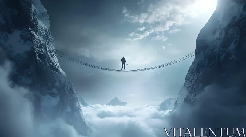 Figure on Mountain Bridge