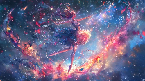 Ballerina Dancing in Cosmic Nebula
