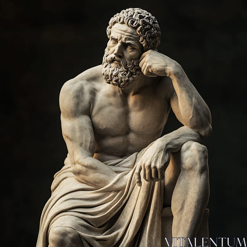 Thoughtful Sculpture of a Bearded Man
