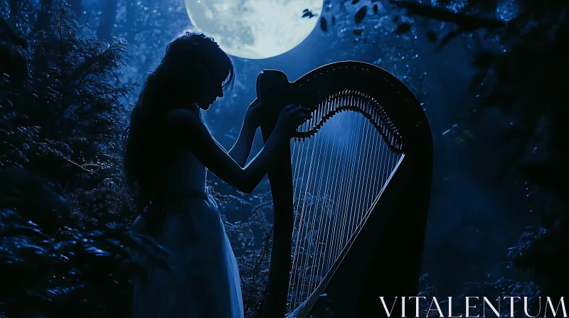 Moonlit Harp Serenade in the Dark Woods