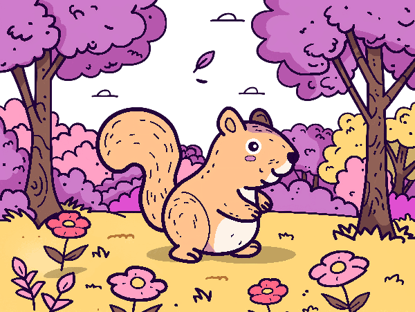 Squirrel in a Colorful Forest
