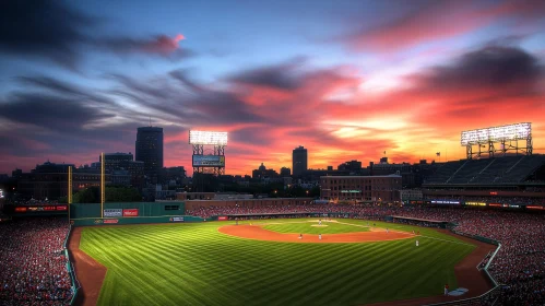 Baseball Stadium at Sunset