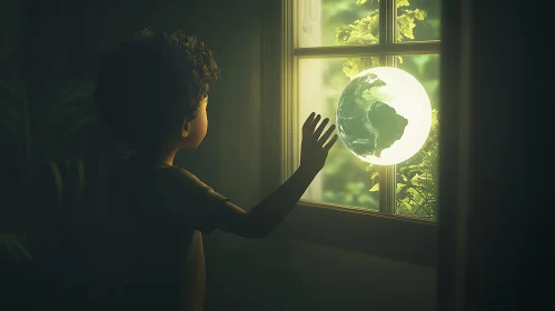 Glowing Earth in Child's Room