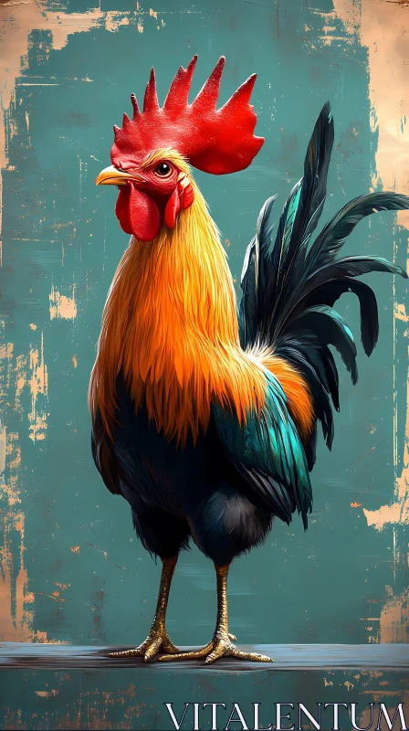 Colorful Farm Animal Rooster Art AI Image