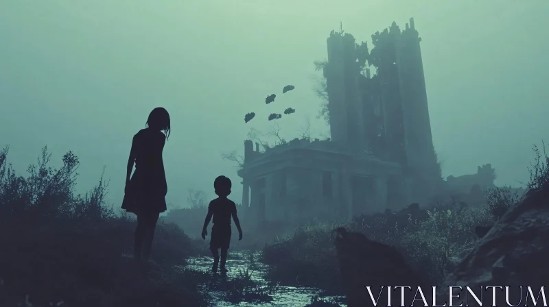 Ethereal Journey: Children Among Ancient Ruins