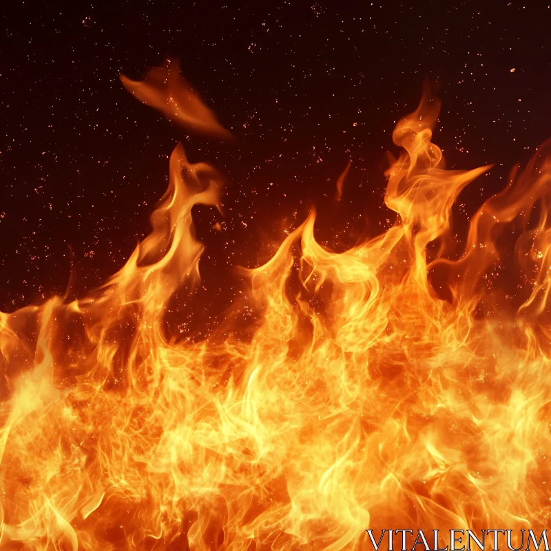 Fiery Flames and Sparks in Dark