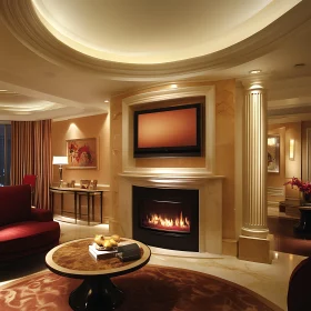 Sophisticated Living Room Interior with Fireplace