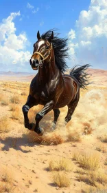 Black Stallion Running Free
