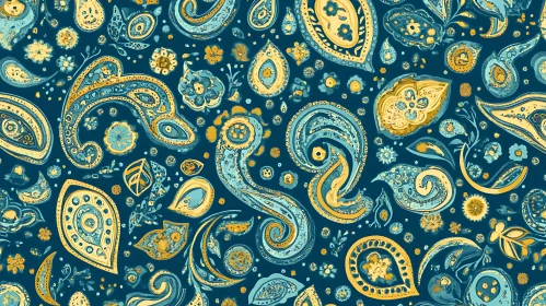Gold and Teal Paisley Design