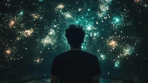 Silhouette in Space: Contemplating the Cosmos