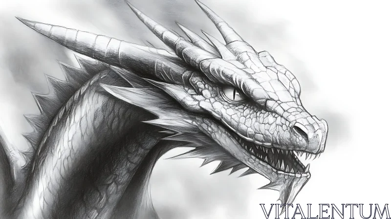 Detailed Dragon Head Drawing AI Image