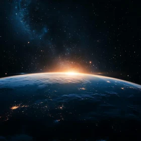 Celestial Earth Sunrise Space View